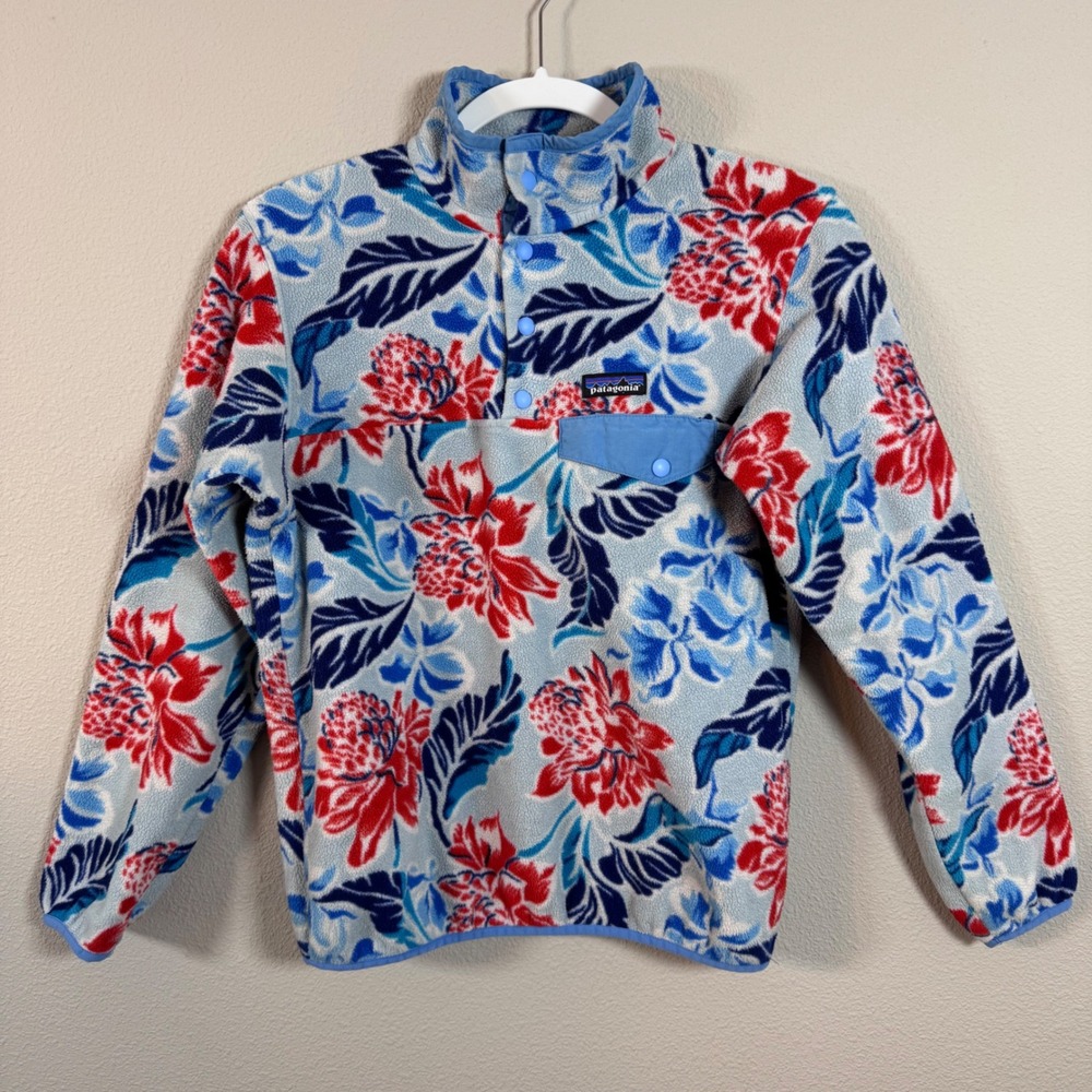 Patagonia Synchilla Snap-T Fleece Pullover Manoa Dusk Blue Floral Women's Small